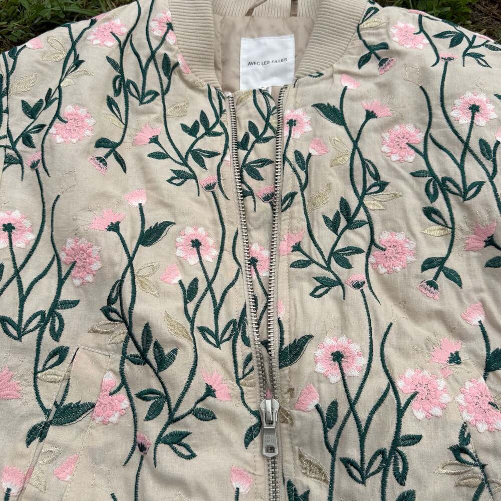 Avec Les Filles Floral Bomber Jacket Sz M - 20% Off - Picture 2 of 7